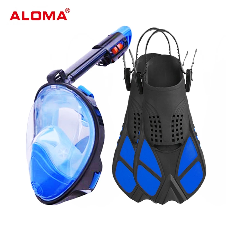 ALOMA Anti Fog Anti Leak Soft Silicone Diving Equipment full face Snorkeling Diving Masks Fins Set With Camera Mount