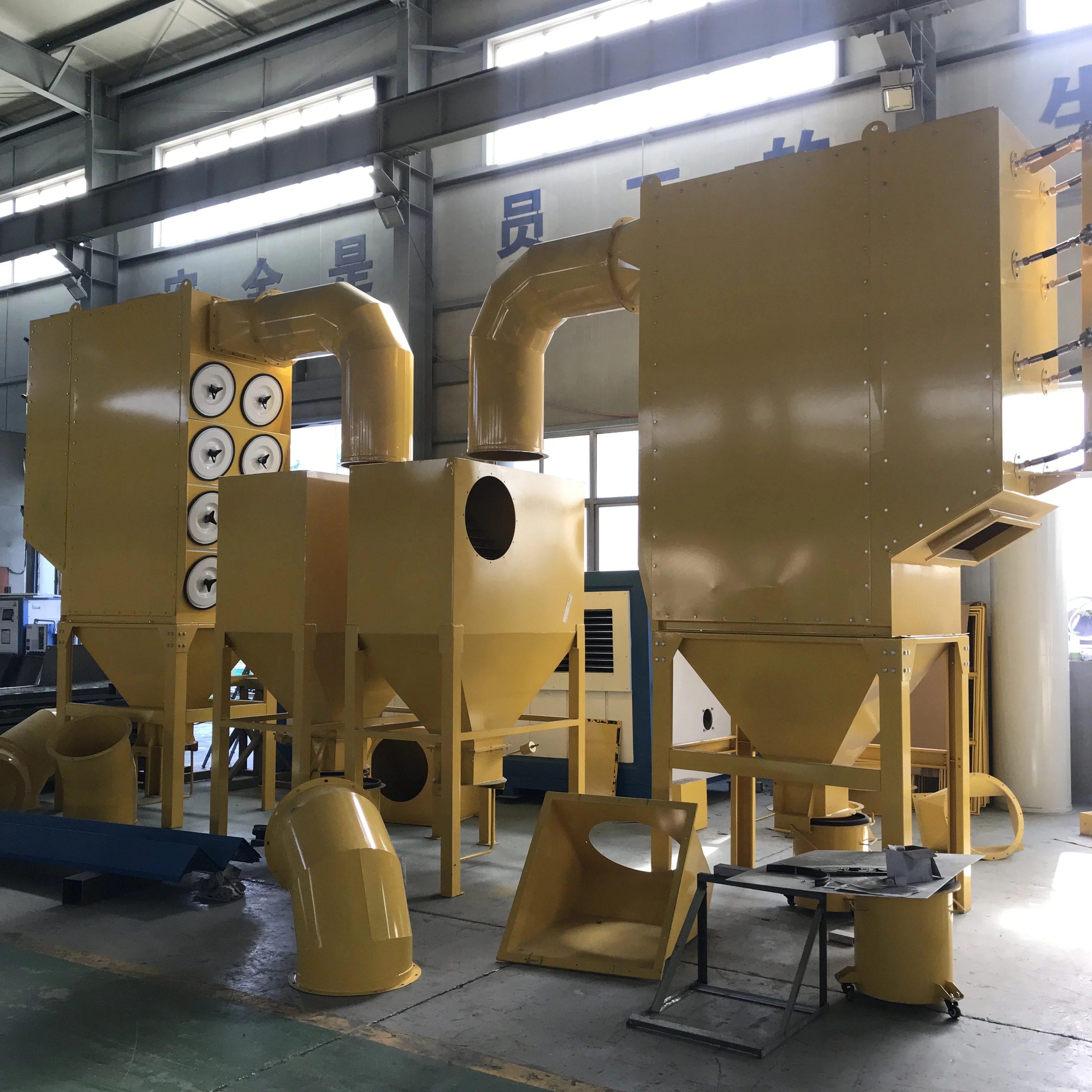 allway brand horizontal hydraulic sawdust wood industrial pulse cartridge filter dust collector