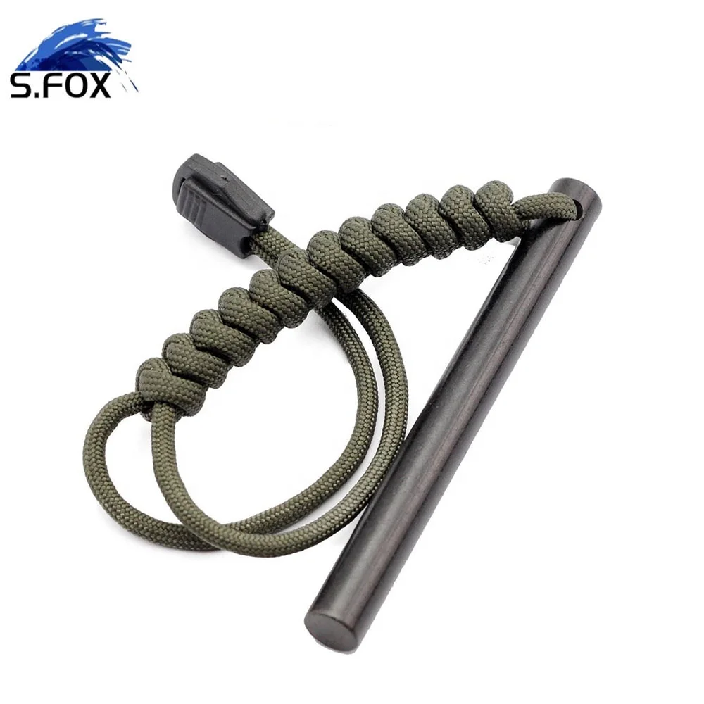 1/2x5 inch fire starter flint emergency ferrocerium survival tool fire starter with weave parachute cord
