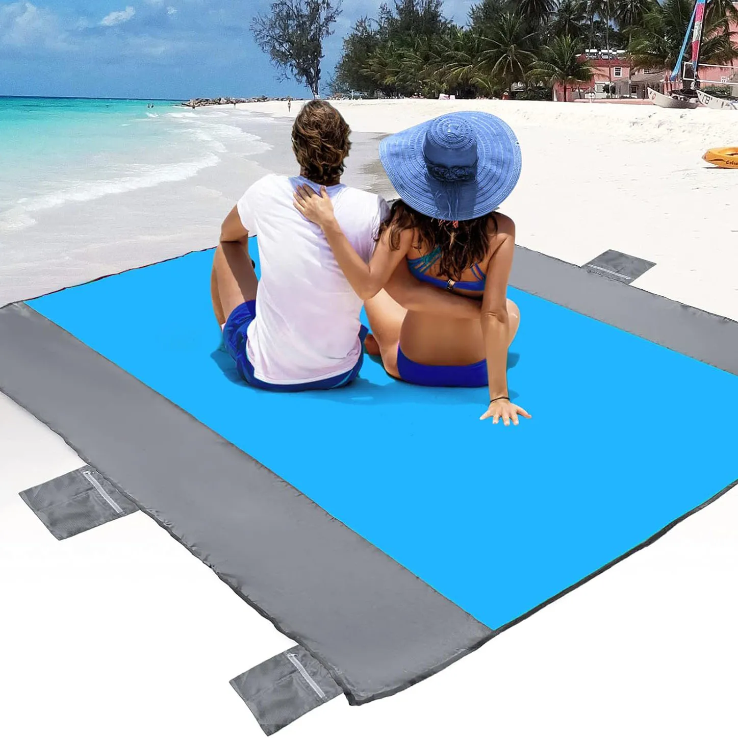 Beach Blanket, Sandfree Beach Mat for 7 Persons, Extra Large Beach Blanket Waterproof  Easy to Clean, Lightweight
