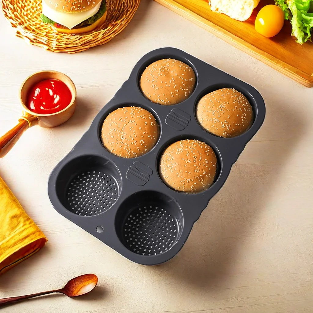 Hot Sale Silicone 6-hole Hamburger Bun And Silicon Burger Mold Available On Global Digital Export Platform