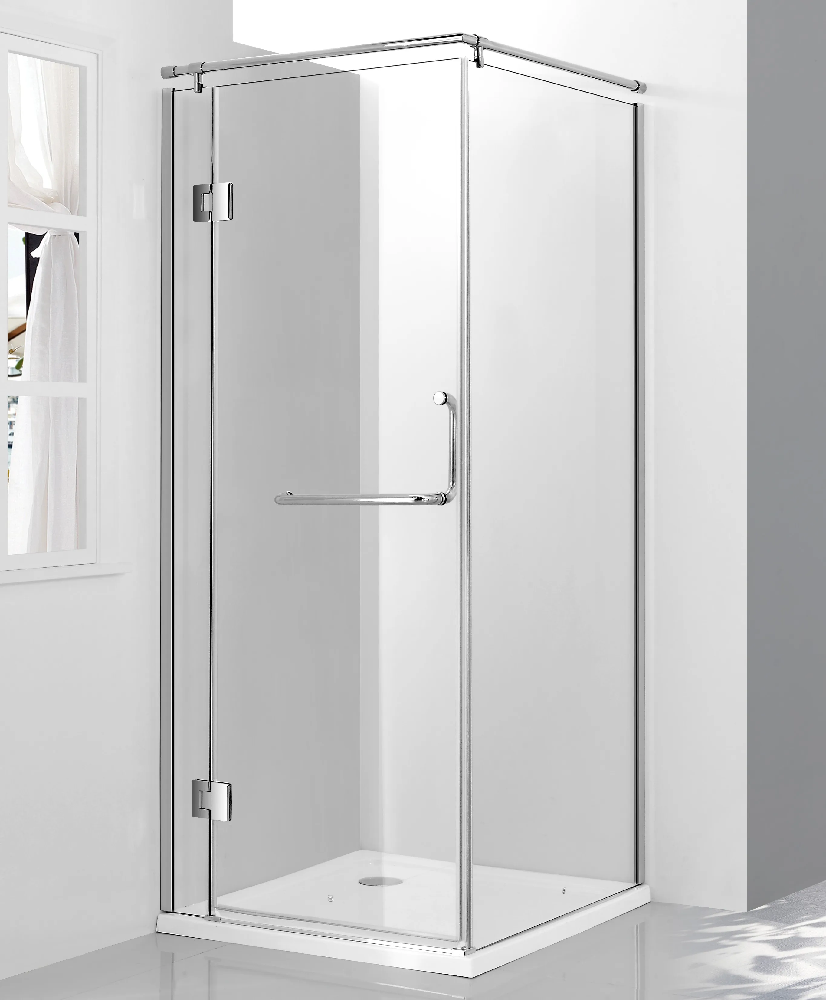 Stainless steel glass shower enclosure fixing bracket with hinge