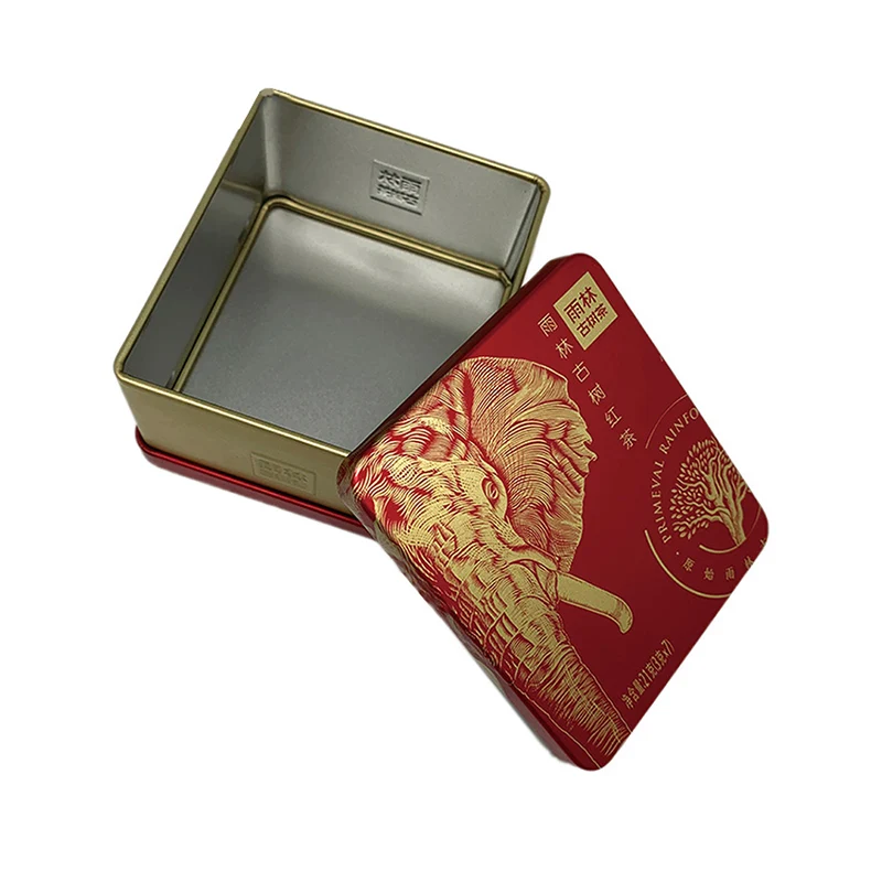 Customized Special Pattern Tinplate Box Cookies Gift Metal Can Square Shape Tin Box