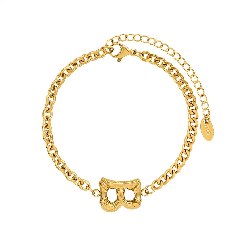 
Vintage English Letter B Bracelets Women 18K Gold Plated Stainless Steel Jewelry Bracelet 