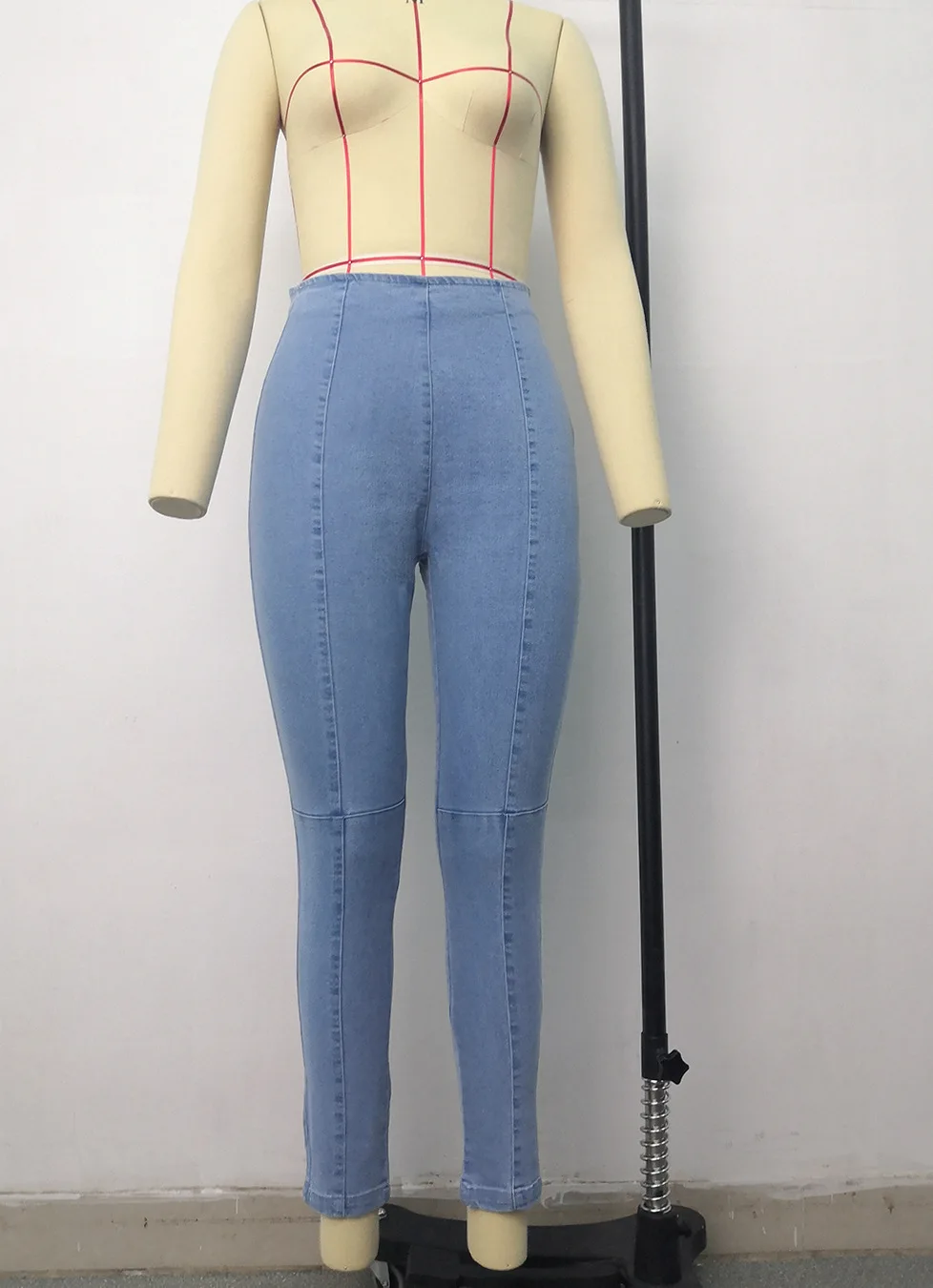 
PT7099 Ready to ship stretchy jeans women fall clothing for female slim-fit and high waist ladies jeans pants 