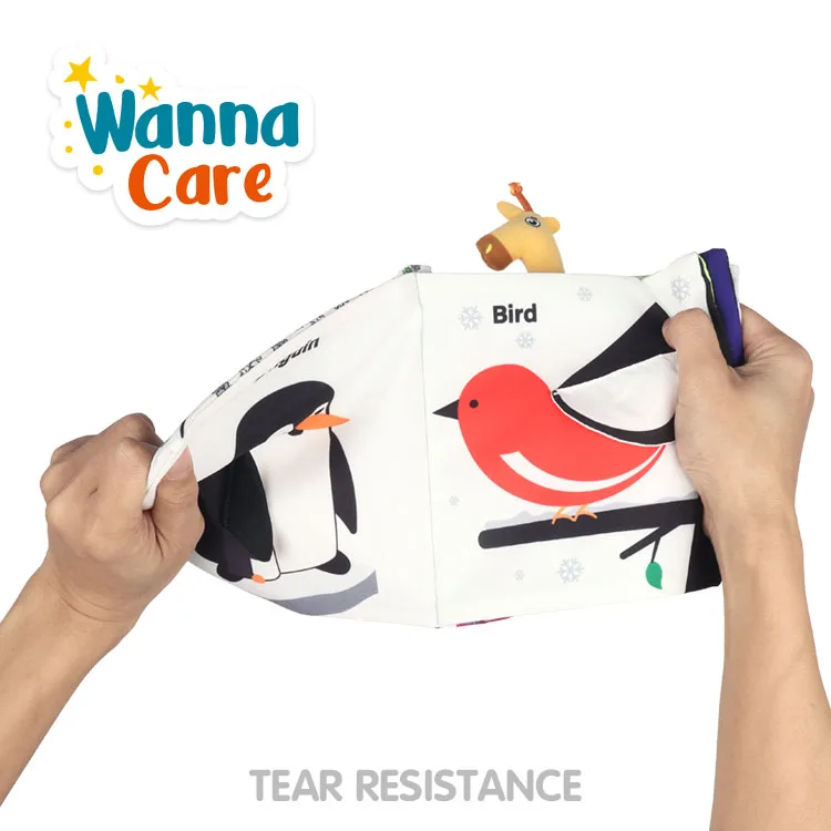 Early Educational Black and White Animals Story Book Baby Soft Fabric Child Touch Feel Cloth for Babies Toys 0 6