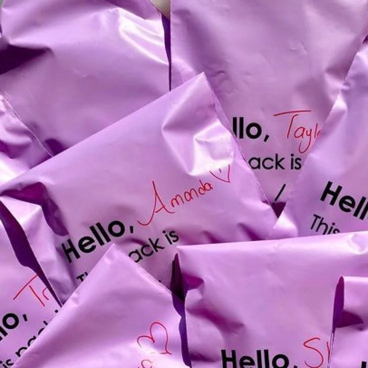 custom biodegradable compostable courier postal mail bags pink green waterproof poly shipping mailer bags for products shipping