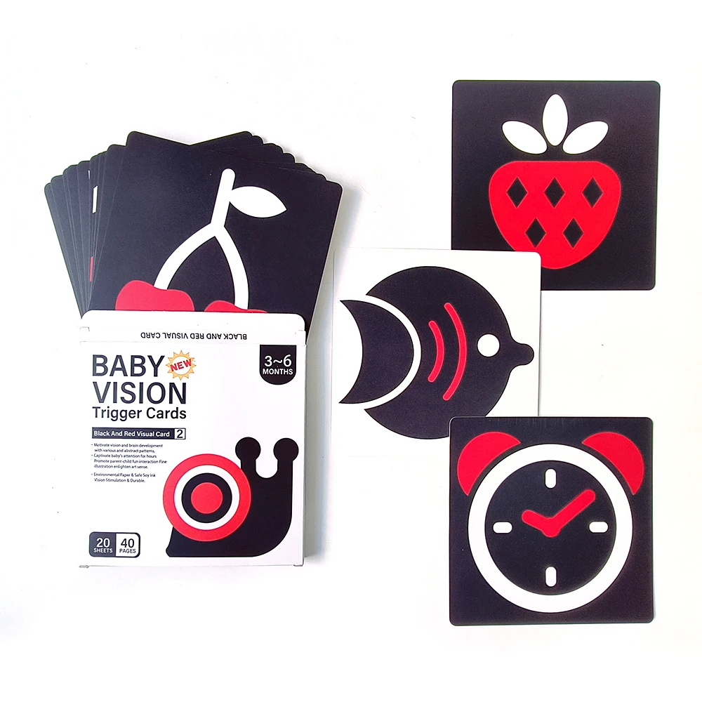 Custom parent-children interaction baby black and red visual card games flash cards/cognitive cards