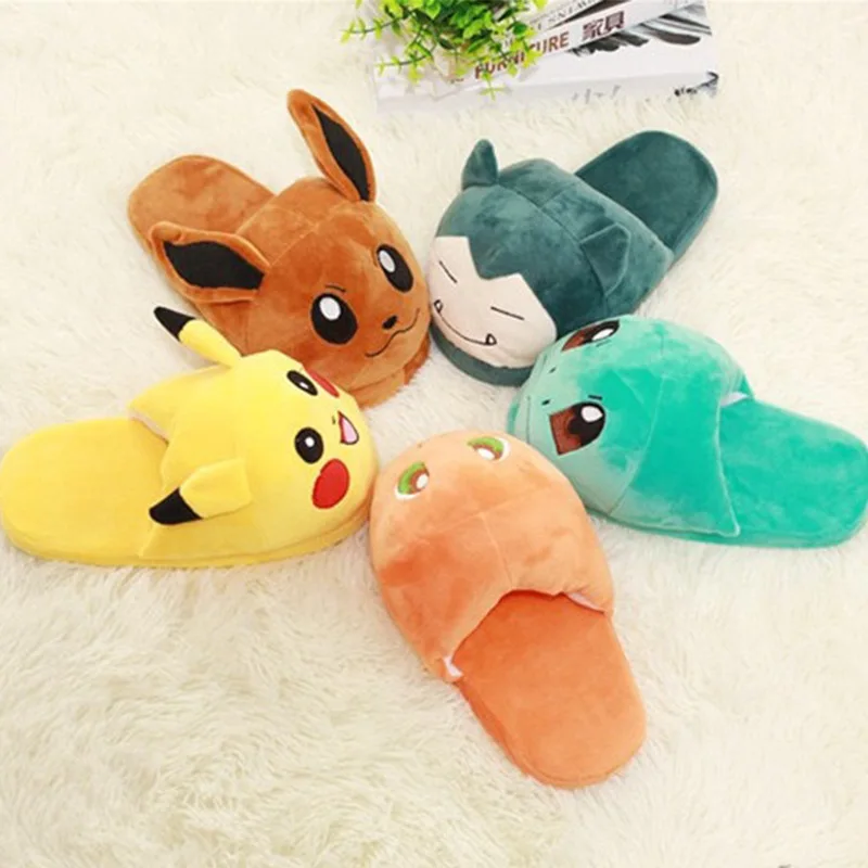 Плюшевые домашние хлопковые тапочки Pokemon Pikachu Snorlax расширенные и
