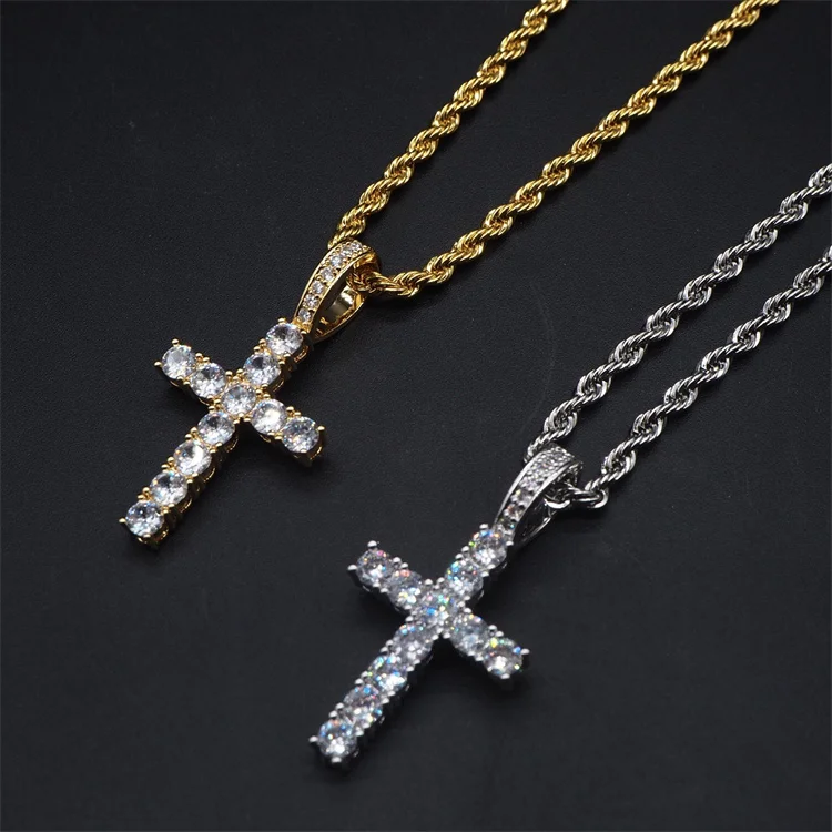 Fashion Jesus Hip Hop Simple Men Jewelry Female Cross Pendant Zircon Necklaces