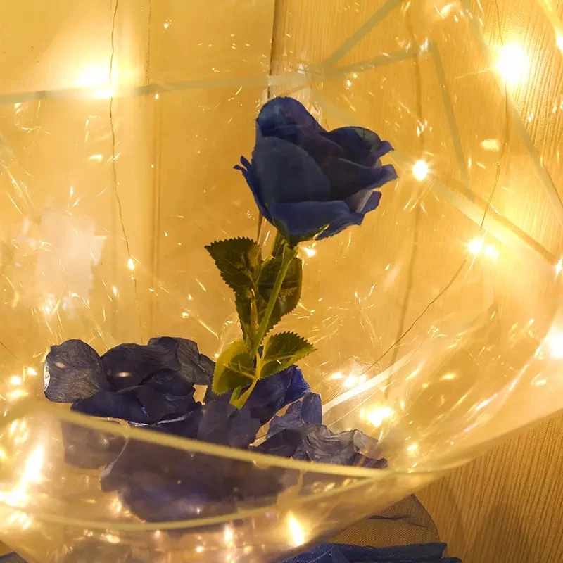 Clear Light Rose BOBO Ball Decor Bunch Glow Bouquet Shine Balloon Nosegay Night Balloons LED Roses Balloon