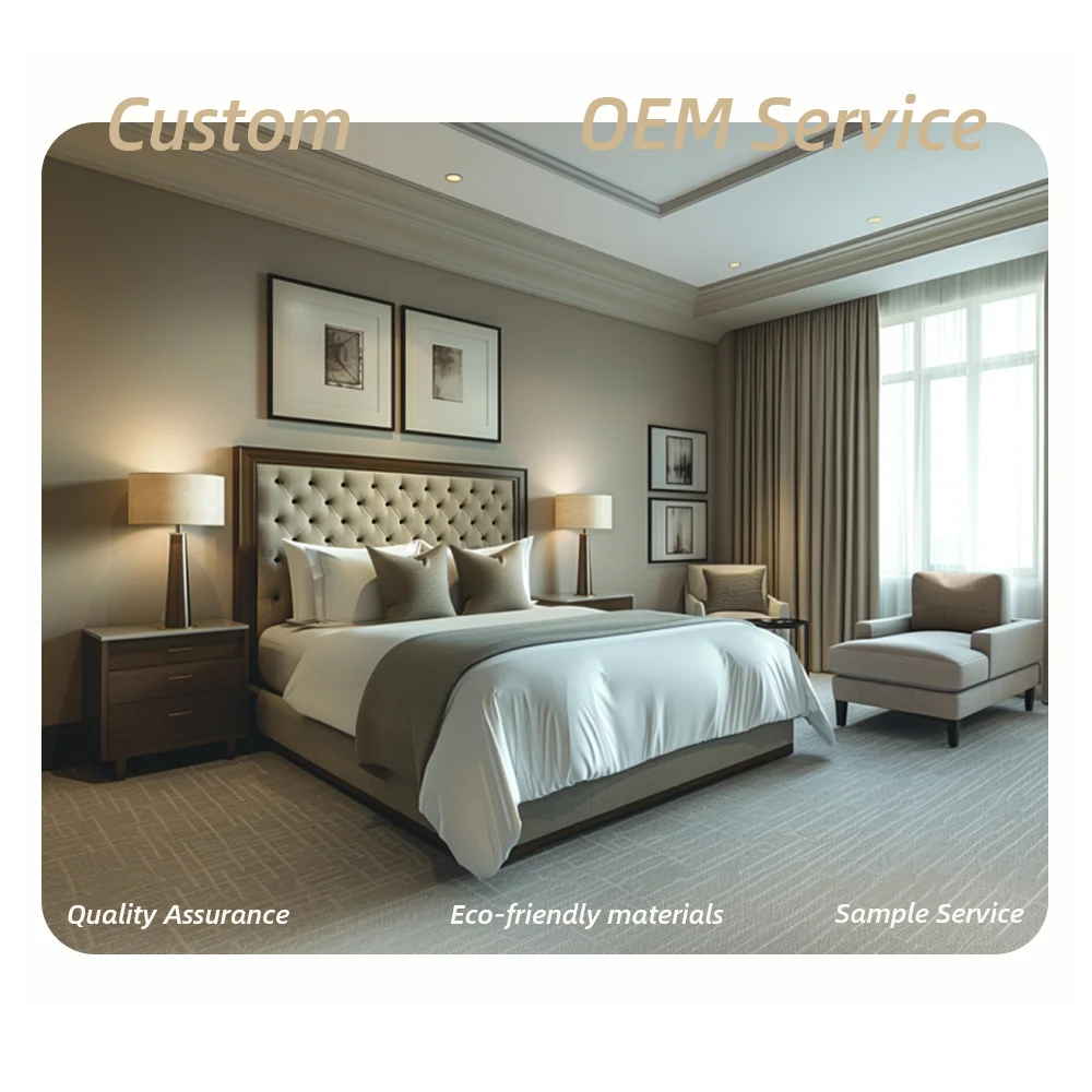 Professional Five Star Hotels Villas Single King Size Bed Set Solid Wood Bedroom Furniture for Hotel Furniture