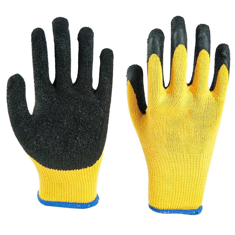 Top quality Latex Crinkle Coated Labor Protective En388 Construction Industrial Safety Work Gloves Factory