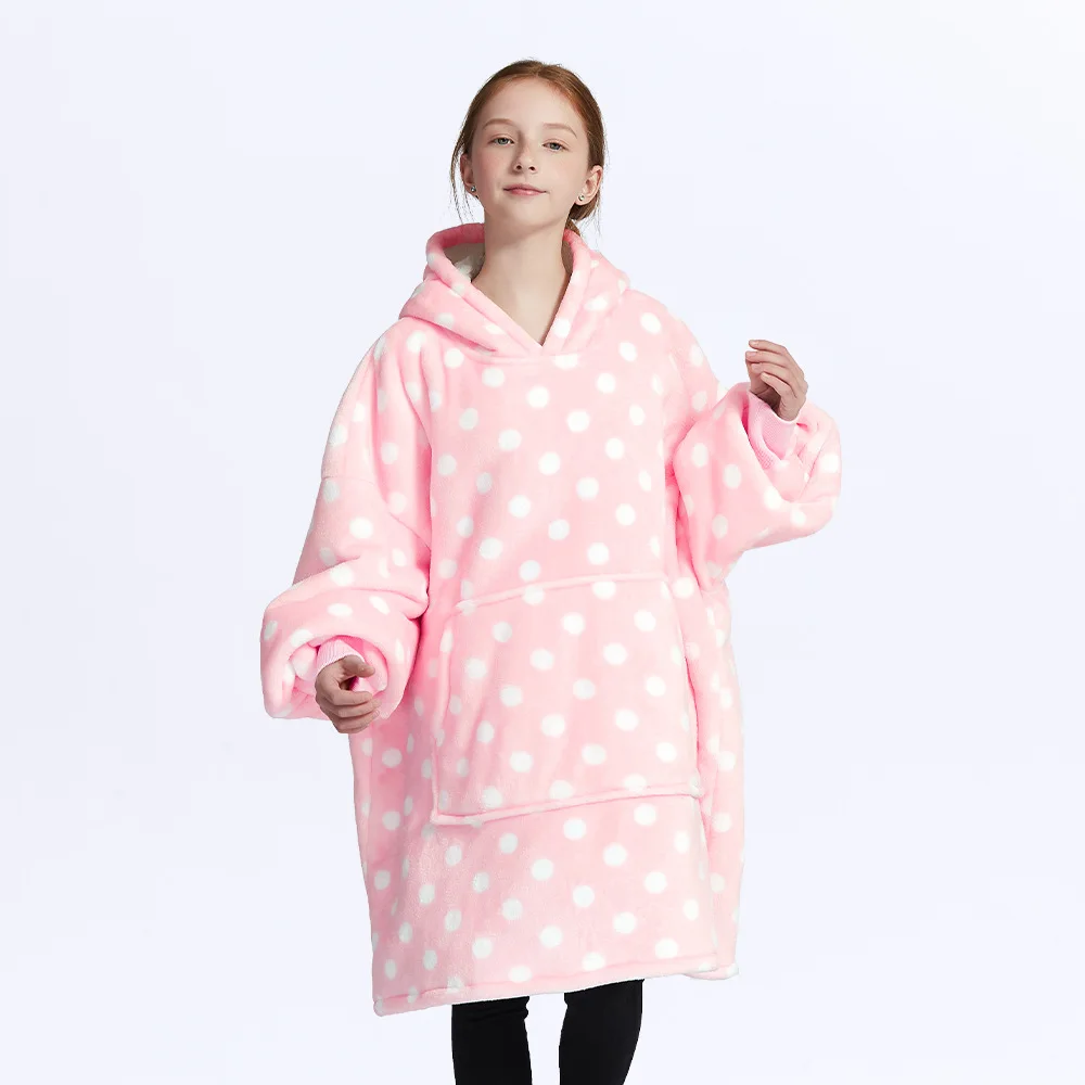 Wearable Blanket Hoodie, Oversized Sherpa Blanket Sweatshirt for Adults Women Men Kids