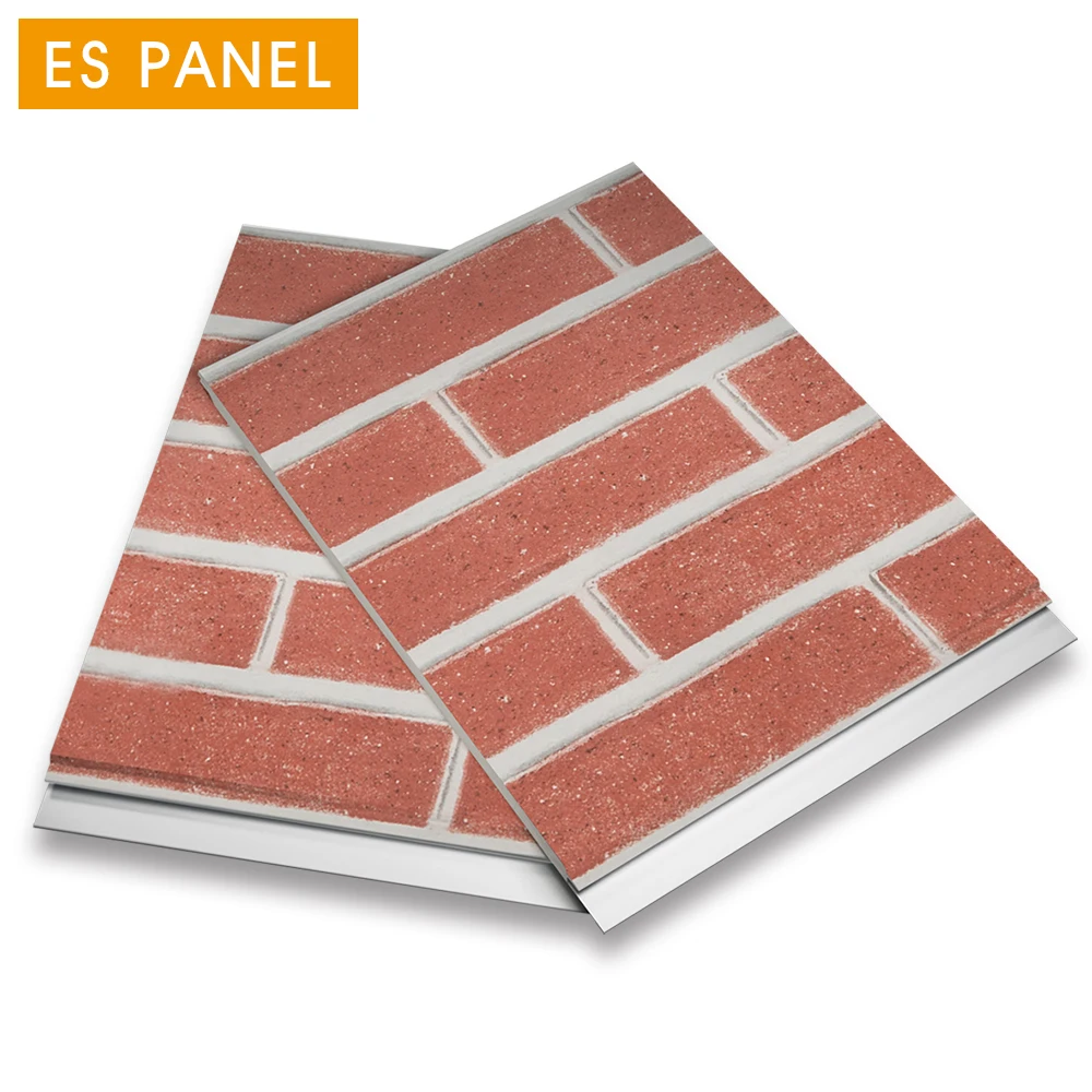 Панель ES, кирпичная внешняя стеновая панель, Полиуретановая пенопластовая Изолированная декоративная металлическая обшивка, декоративная металлическая обшивка