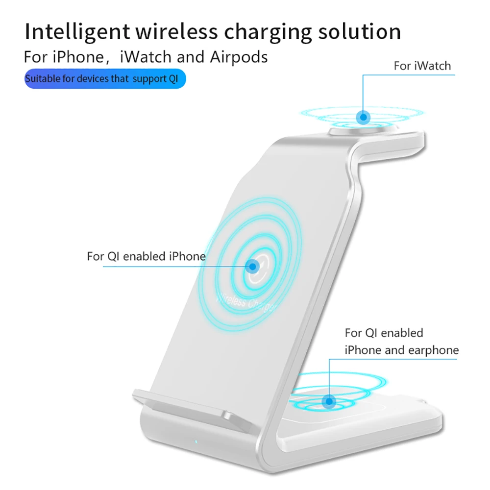 USLION 3 in 1 Wireless Charger Stand Station 15W 10W Qi  Wireless Charging Dock Mobile Phone Earphone Watch for iPhone
