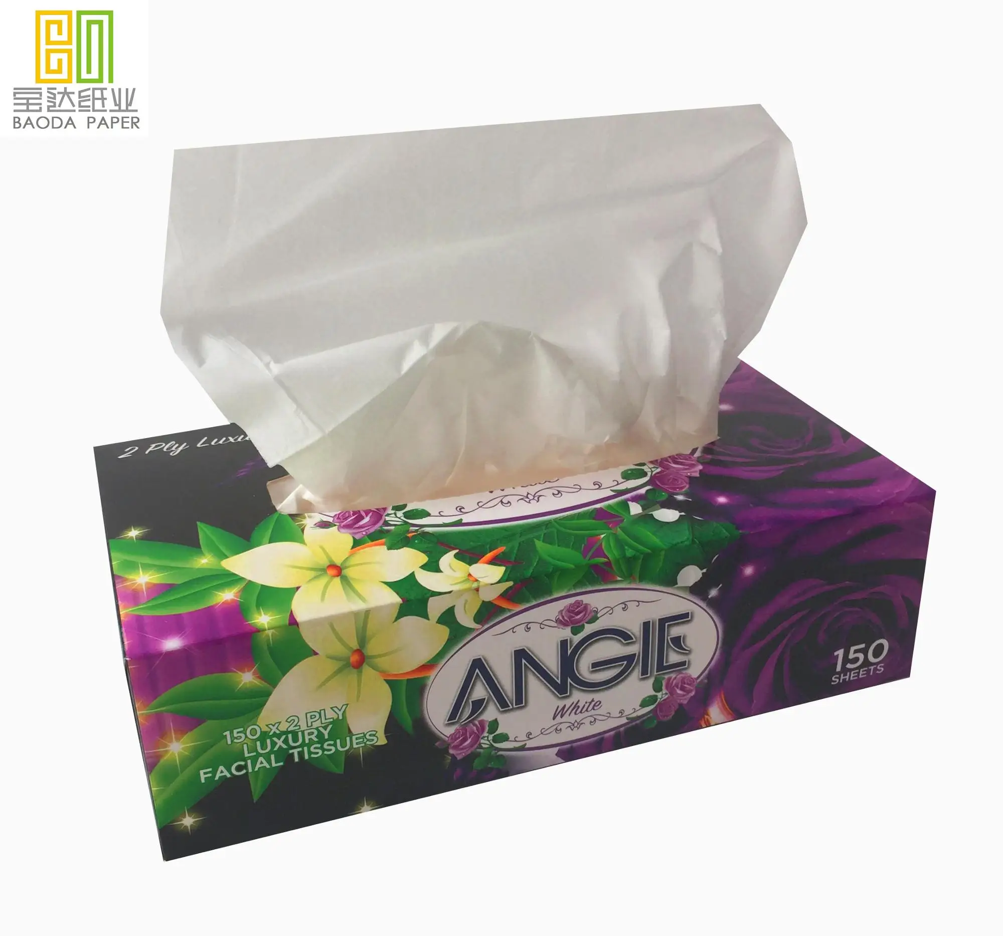 Wholesale Hygienic 2 Ply Box Wood Pulp Facial Tissue Paper
