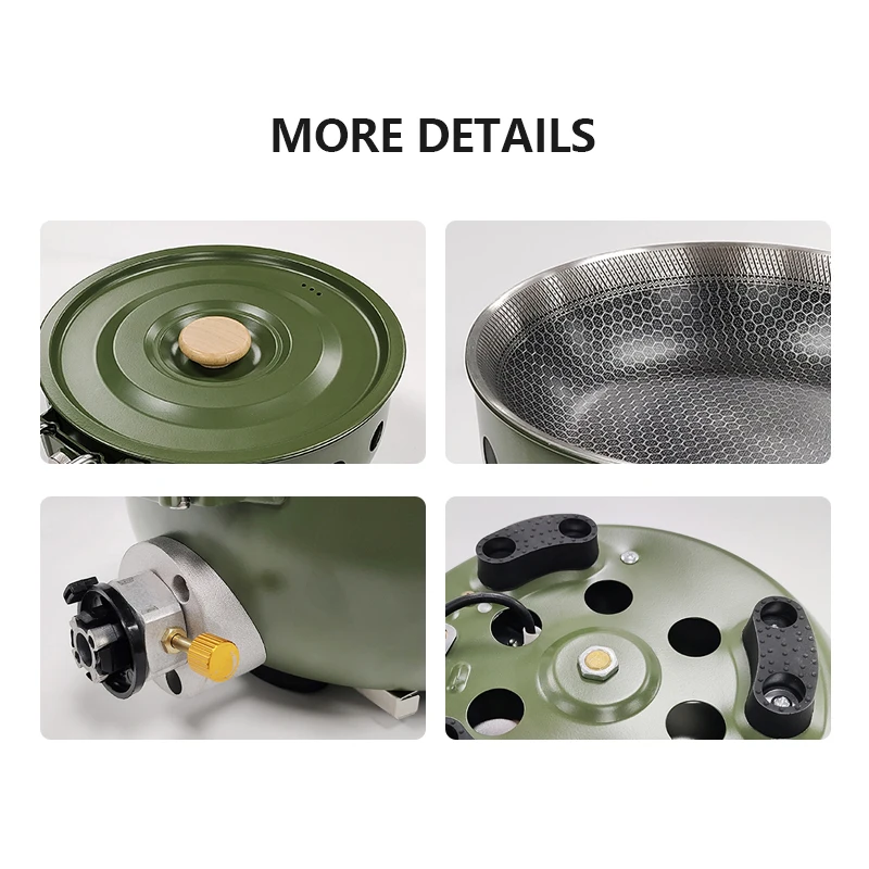 Portable Outdoor Camping Kitchen Cookware Camping Portable Cassette Stove Stainless Steel Fry Pans for Camping Travel