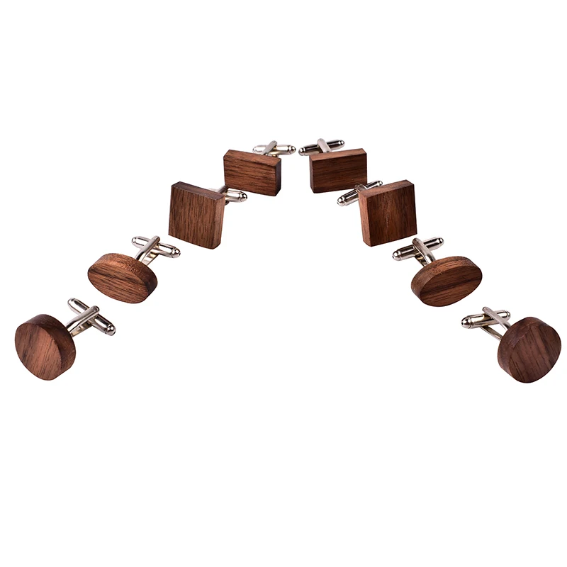 
shengzhou factory wholesale square merbau wood cufflinks for men 
