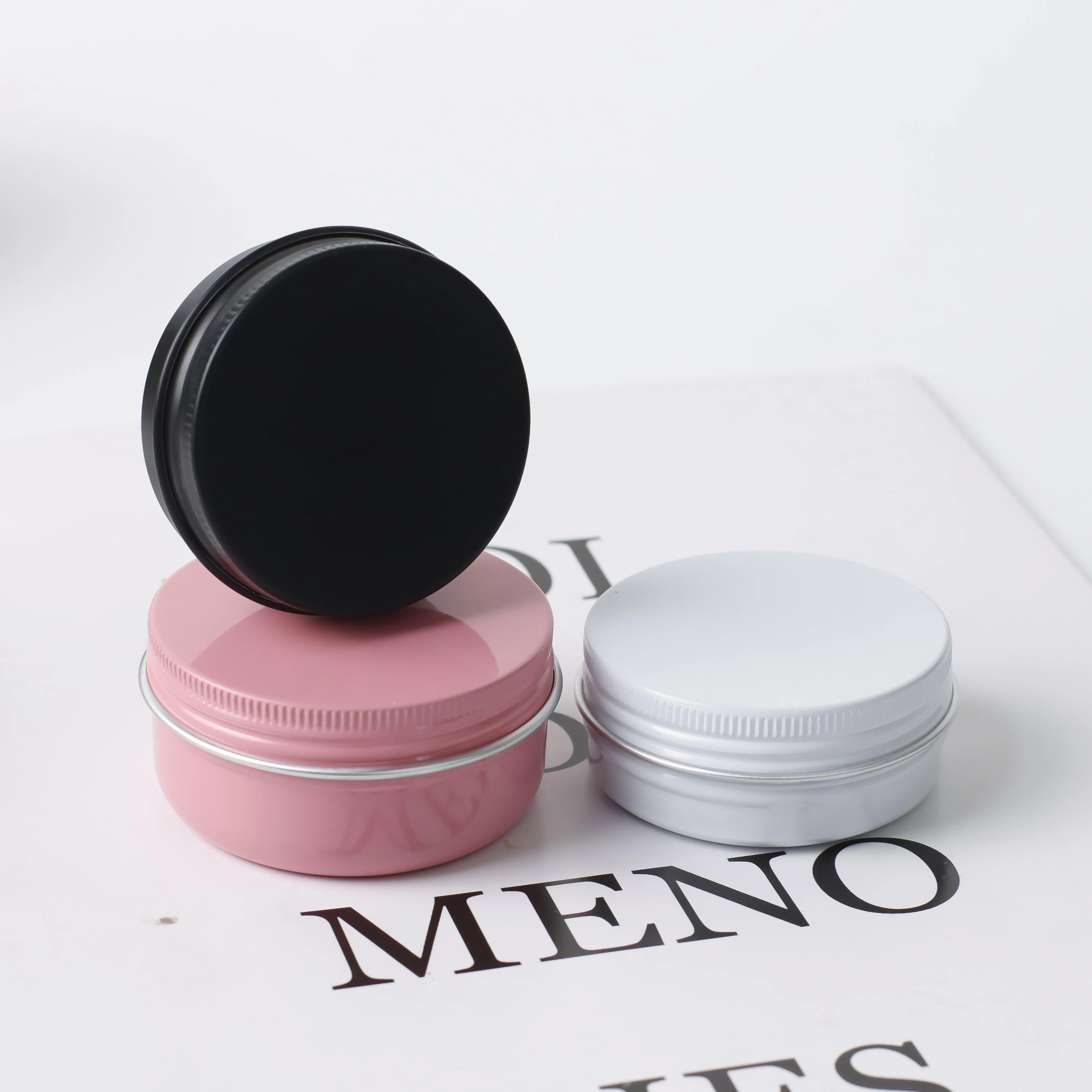 Custom color travel round shape aluminum lip balm jar solid shampoo soap bar tin