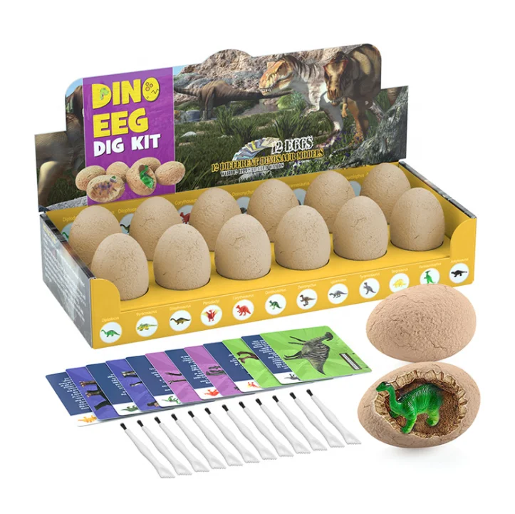 Набор ископаемых яиц и глины Dino с 12 мини-фигурками динозавров