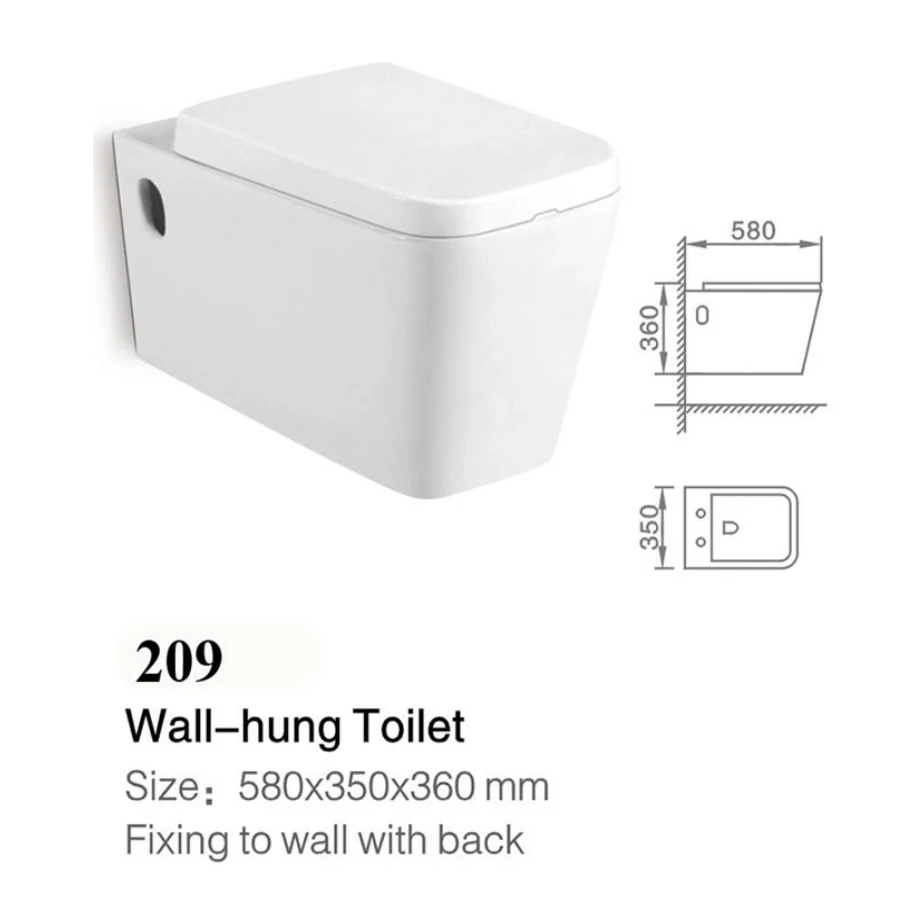 Wall-hung European Sanitary Ware Bathroom Back to Wall Hanging Wc Modern Ceramic Rimless Flush Wall Hung Toilet
