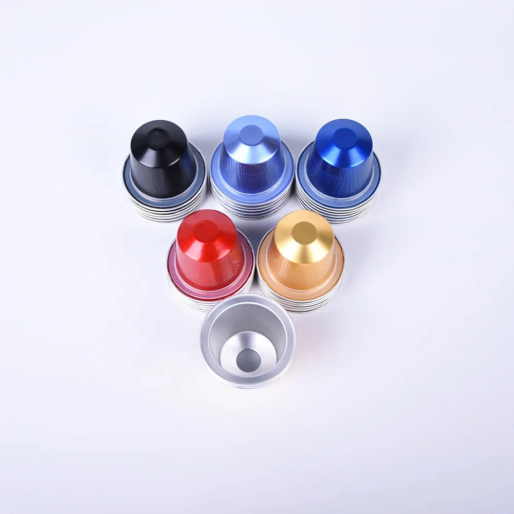 China manufacturer empty aluminium foil coffee capsule with lid nespresso capsules with sticker