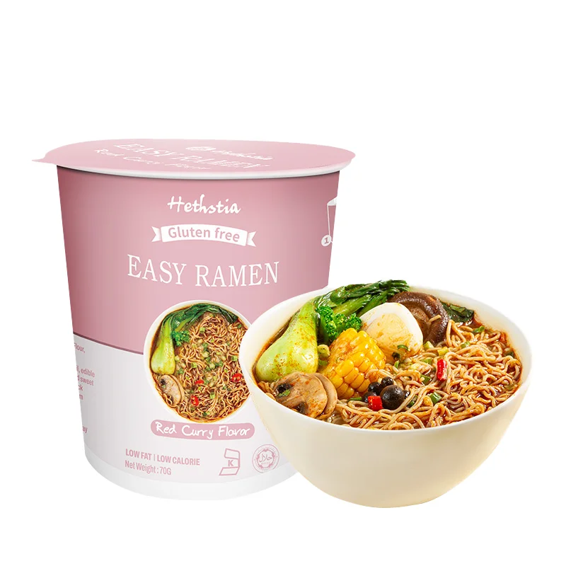 Хетстия растительный протеин веганский вегетарианский Халяль Кошерный растворимый красный Карри рамен чашка лапша быстрого приготовления
