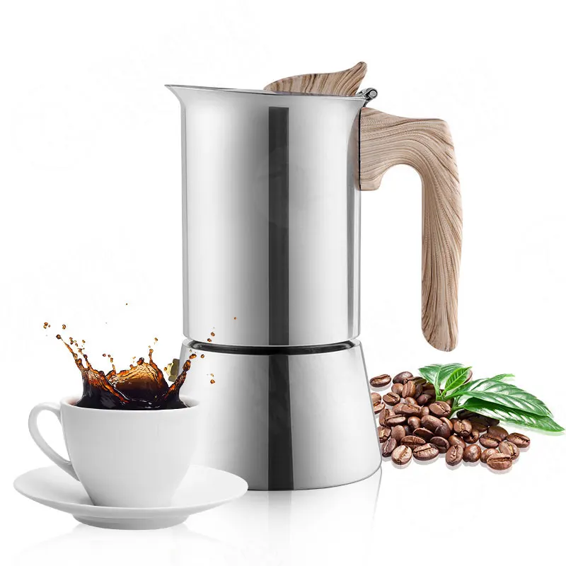  Best Selling Portable Espresso Coffee Maker Induction Stainless Steel Stovetop Moka Pot