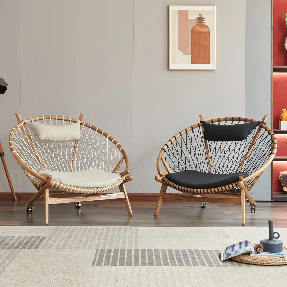 Современный дизайн датская плетеная веревка из ротанга деревянная мебель для гостиной круглый стул