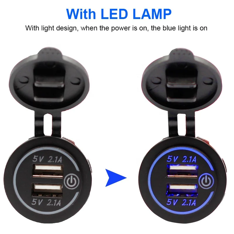 Waterproof 12V 4.2A Dual Port Socket Mobile Phone USB Car Charger