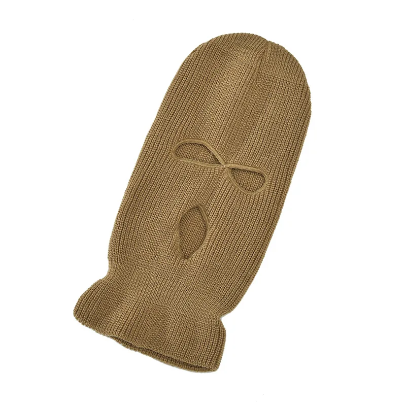 Quick Shipping Wholesale Three Holes Winter Knit Beanie Masks Acrylic Cycling Beanie Balaclava Mask Hat With Stock