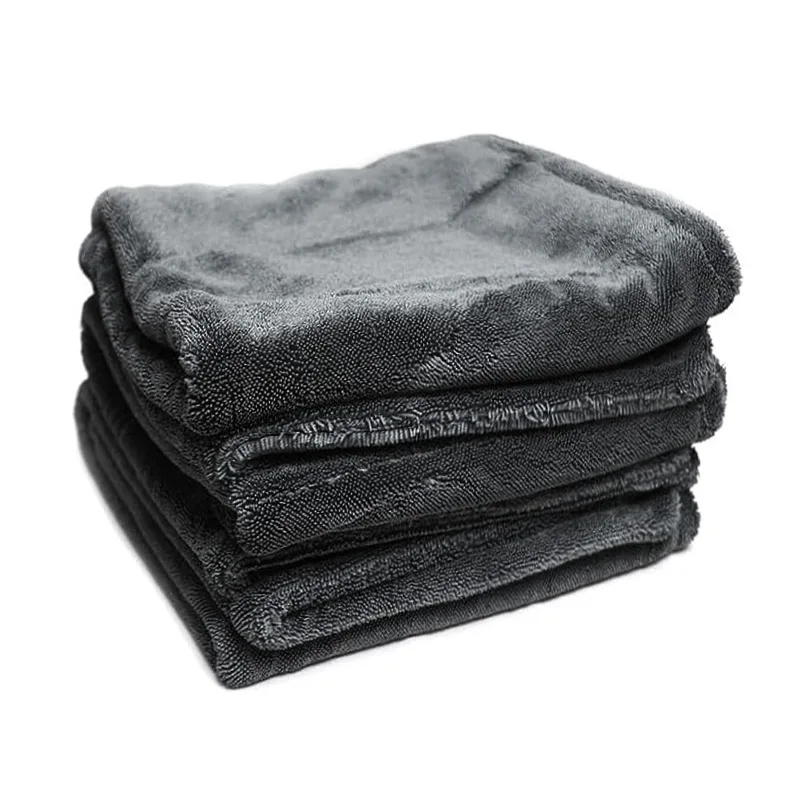 best quality black twisted loop microfiber dry cloth microfibre towels car wash detailing drying towel 1400gsm 2000gsm