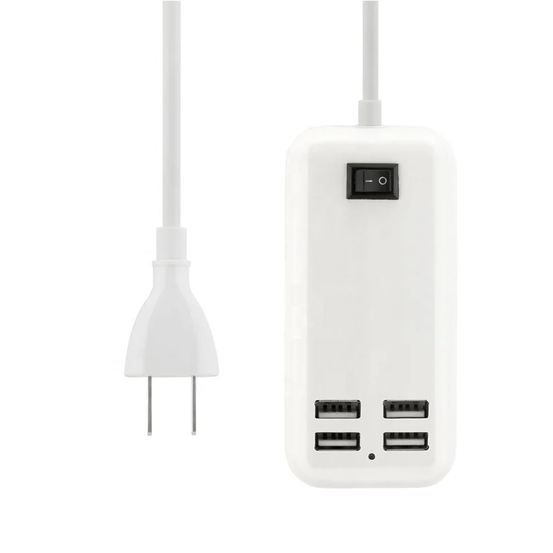 4 порта быстрый USB зарядное устройство EU/US штекер 1500 мм usb для iphone X 7 8 ipad/камера/мобильный