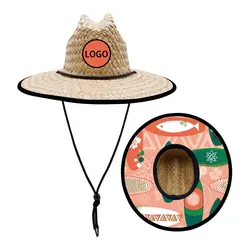 Mens outsider watermen surfboard printed bottom lifeguard straw hat sombrero surf