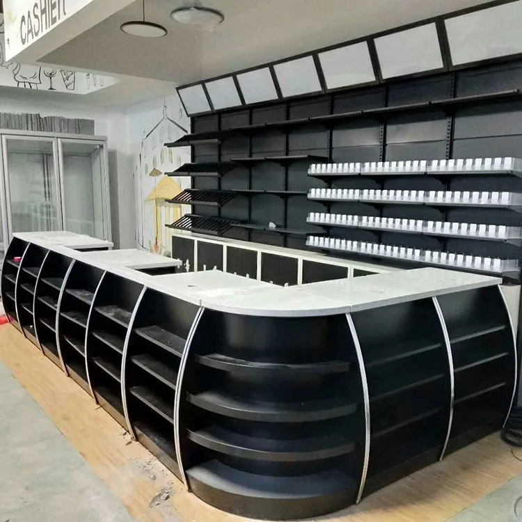 Marble Cashier Desk Factory Checkout Counter for Supermarket Grocery Store Wood Material Made in China