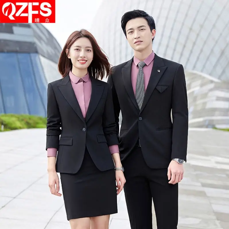 OEM terno With The Same Suit Casual Temperament Autumn Manager President  High-end Professional Men and Women suits 2 piece