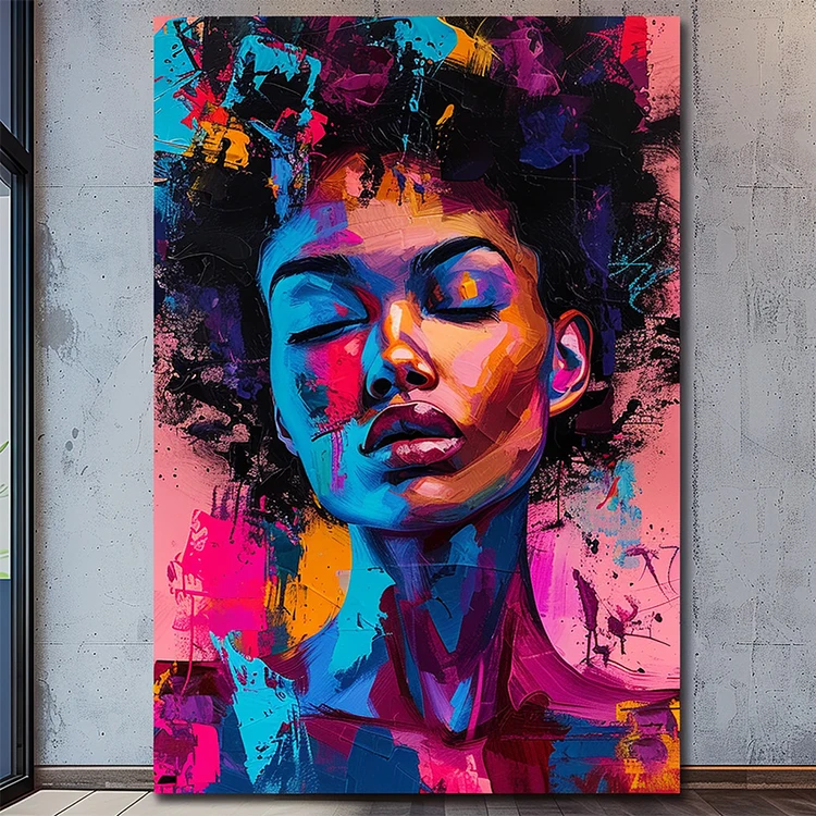 Salon Decor Colorful Modern Girl Posters Portraits Wall Art Print Creative Woman Face Painting