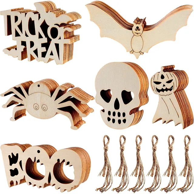 2022 Wooden Pumpkin Decoration Halloween Decorations Hanging Halloween Wooden Craft Products Para Halloween