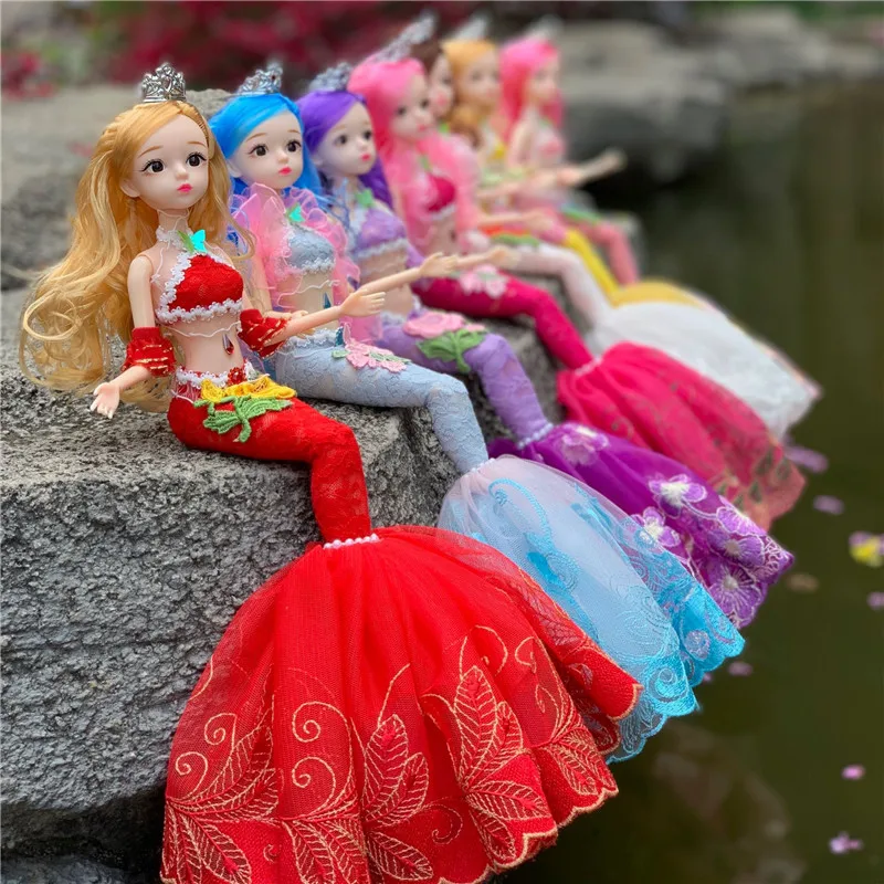 JM Mermaid Doll Girl Toy Princess Kids Birthday Gift Doll Game Play Wedding Mermaid Costume Girl Princess Toys