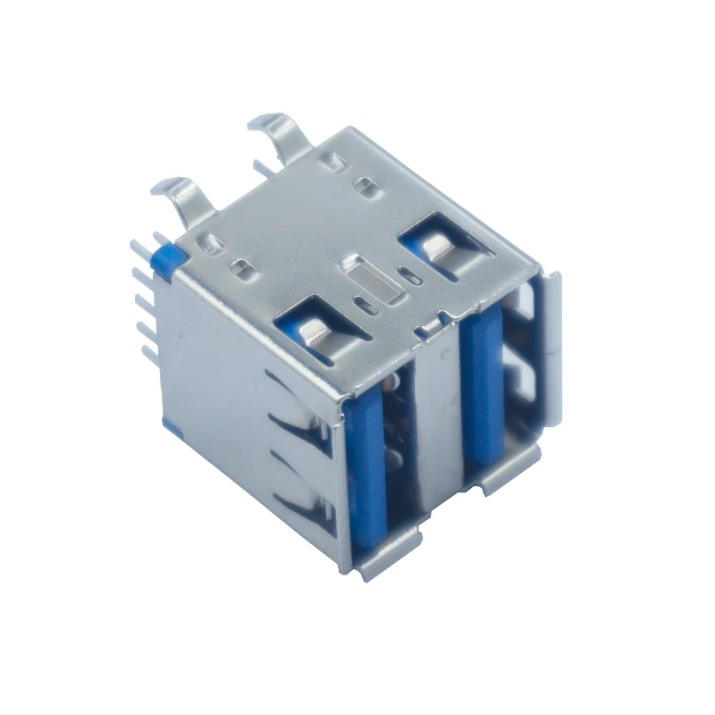 Factory direct sale 18Pin USB connector 3.0 dual  straight DIP type A hemming corner female style socket