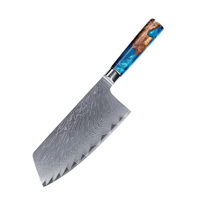 Japanese damascus knife professional santoku knife set kitchen knife set 67 layer damascus steel blade with resin forged handle