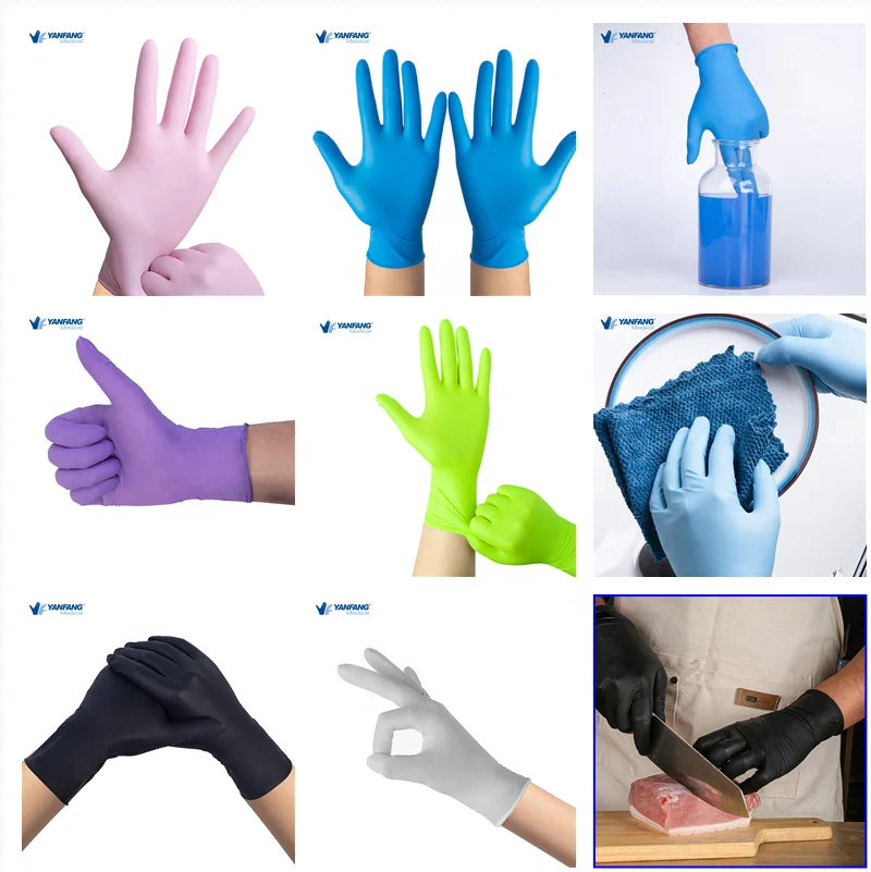 Good price high quality black disposable nitrile medical examination gloves