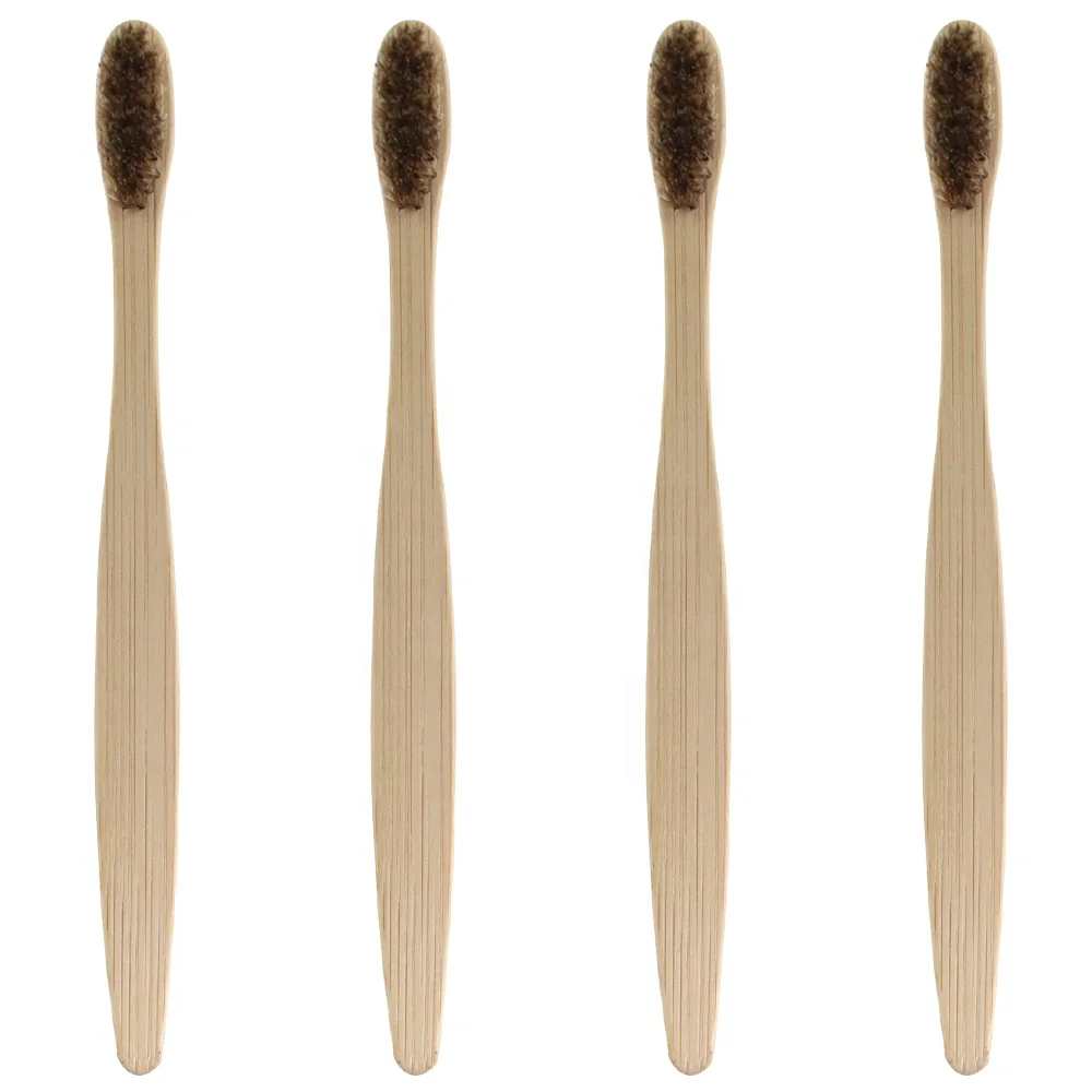 Wholesale 100 % Healthy Eco Organic Charcoal Boar Bristle Flat bamboo toothbrush with BPA free
