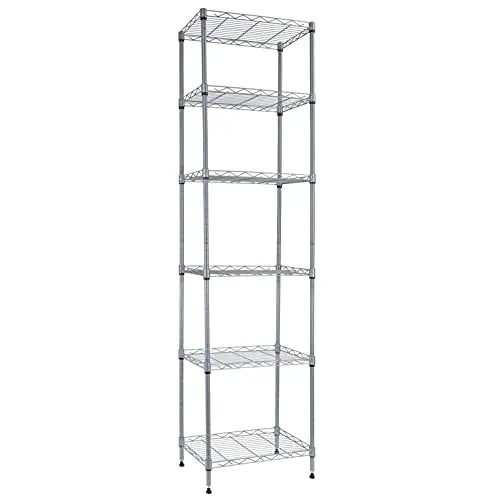 6 Wire Shelving Steel Storage Rack Adjustable Unit Shelves for Laundry Bathroom Kitchen Pantry Closet