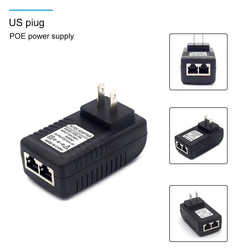 POE инжектор AC220V к DC12V 2A DC48V 0.5A Power Supply Over Ethernet Инжектор адаптер EU/UK/US на