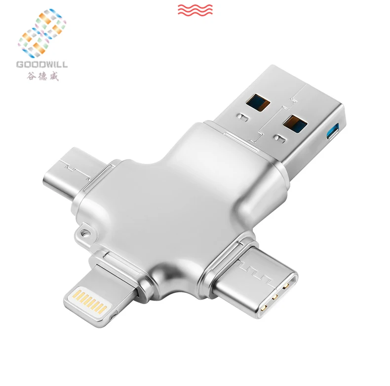 OTG USB флэш-накопитель 128 Гб 64 ГБ 32 16 8 4 2 металлический накопитель смартфон
