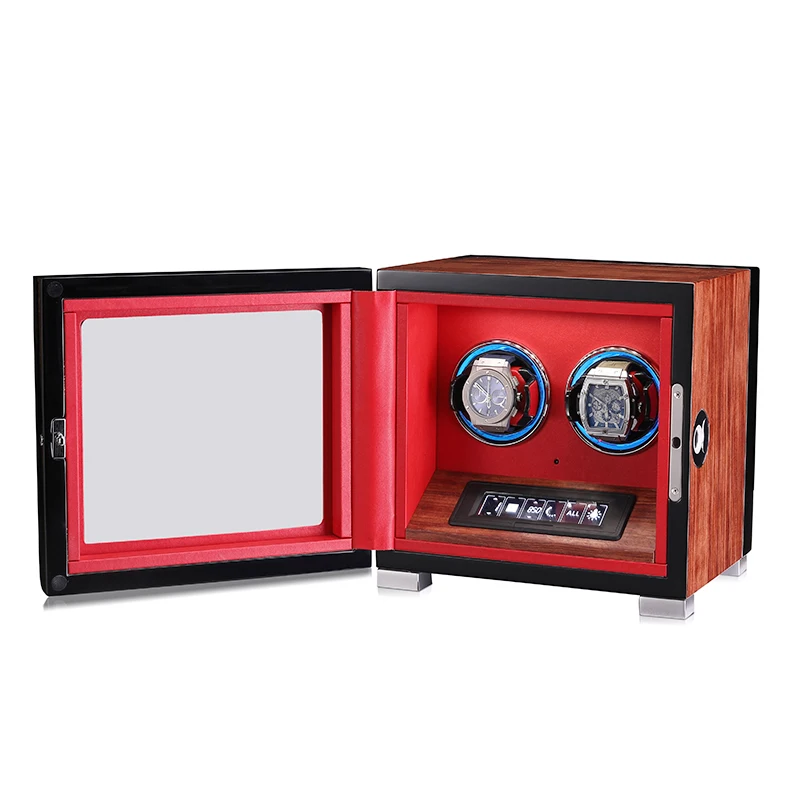 RGB Light 2 Slot Watch Winder Walnut Gyroscopic Prices Watch Winder for Automatic Watches with Quiet Motor