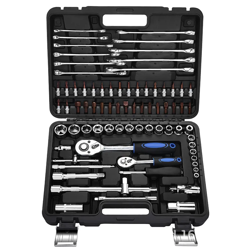 Hot Sale 78PCS 1/2,1/4 Inch Drive Flexible Head Rotator Ratchet Handle Wrench Socket Set Mechanical Tool Kit