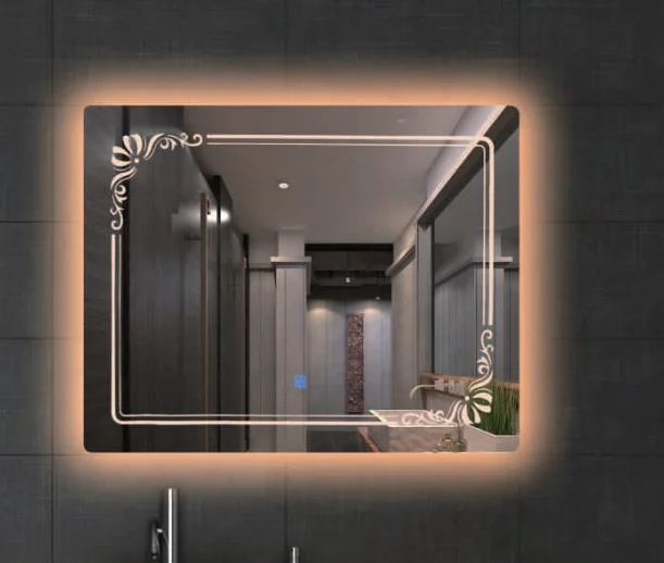 Custom Made  Modern 80*60CM Square  Bath Mirrors Wall Mounted Bathroom Mirror Touch Screen Smart Led Mirror For Hotel